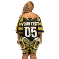 Custom Aotearoa Taranaki Family Matching Off Shoulder Short Dress and Hawaiian Shirt Maori Pattern New Zealand - Polynesian Pride
