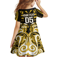 Custom Aotearoa Taranaki Kid Short Sleeve Dress Maori Pattern New Zealand - Polynesian Pride