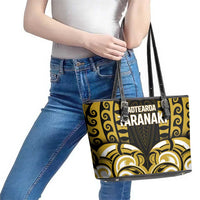 Aotearoa Taranaki Leather Tote Bag Maori Pattern New Zealand - Polynesian Pride