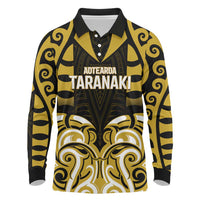 Custom Aotearoa Taranaki Long Sleeve Polo Shirt Maori Pattern New Zealand - Polynesian Pride