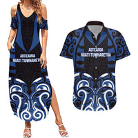 Custom Aotearoa Ngati Tuwharetoa Couples Matching Summer Maxi Dress and Hawaiian Shirt Maori Pattern New Zealand - Polynesian Pride