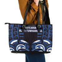 Aotearoa Ngati Tuwharetoa Leather Tote Bag Maori Pattern New Zealand - Polynesian Pride