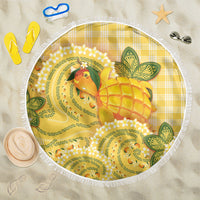 Hawaii Palaka Beach Blanket Cute Ripe Mango Turtle On The Waves