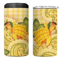 Hawaii Palaka 4 in 1 Can Cooler Tumbler Cute Ripe Mango Turtle On The Waves