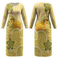 Hawaii Palaka Couples Matching Long Sleeve Bodycon Dress and Hawaiian Shirt Cute Ripe Mango Turtle On The Waves