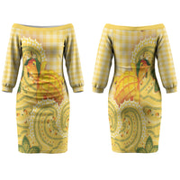 Hawaii Palaka Family Matching Off The Shoulder Long Sleeve Dress and Hawaiian Shirt Cute Ripe Mango Turtle On The Waves