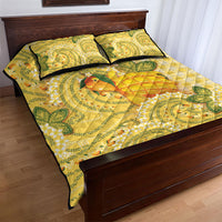 Hawaii Palaka Quilt Bed Set Cute Ripe Mango Turtle On The Waves