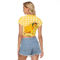 Hawaii Palaka Raglan Cropped T Shirt Cute Ripe Mango Turtle On The Waves