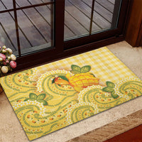 Hawaii Palaka Rubber Doormat Cute Ripe Mango Turtle On The Waves