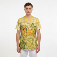 Hawaii Palaka Scrub Top Cute Ripe Mango Turtle On The Waves