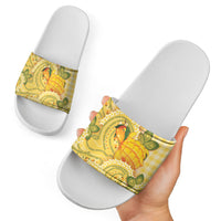 Hawaii Palaka Slide Sandals Cute Ripe Mango Turtle On The Waves