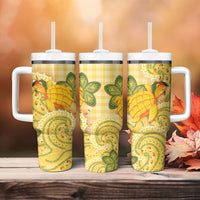 Hawaii Palaka Tumbler With Handle Cute Ripe Mango Turtle On The Waves