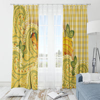 Hawaii Palaka Window Curtain Cute Ripe Mango Turtle On The Waves