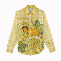 Hawaii Palaka Women Casual Shirt Cute Ripe Mango Turtle On The Waves