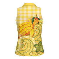 Hawaii Palaka Women Sleeveless Polo Shirt Cute Ripe Mango Turtle On The Waves