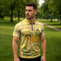 Hawaii Palaka Zipper Polo Shirt Cute Ripe Mango Turtle On The Waves