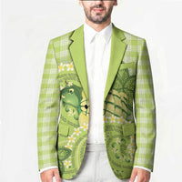 Hawaii Palaka Blazer Cute Green Mango Turtle On The Waves