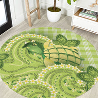 Hawaii Palaka Round Carpet Cute Green Mango Turtle On The Waves