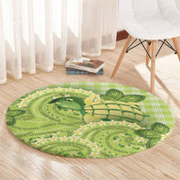 Hawaii Palaka Round Carpet Cute Green Mango Turtle On The Waves
