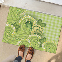 Hawaii Palaka Rubber Doormat Cute Green Mango Turtle On The Waves