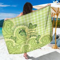 Hawaii Palaka Sarong Cute Green Mango Turtle On The Waves