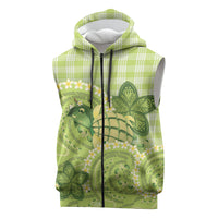 Hawaii Palaka Sleeveless Zip Hoodie Cute Green Mango Turtle On The Waves