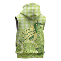 Hawaii Palaka Sleeveless Zip Hoodie Cute Green Mango Turtle On The Waves