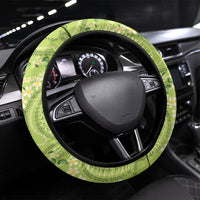 Hawaii Palaka Steering Wheel Cover Cute Green Mango Turtle On The Waves