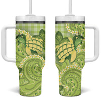 Hawaii Palaka Tumbler With Handle Cute Green Mango Turtle On The Waves