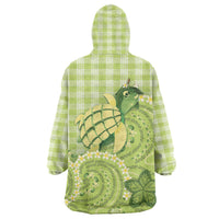 Hawaii Palaka Wearable Blanket Hoodie Cute Green Mango Turtle On The Waves