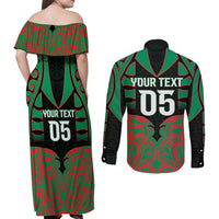 Custom Aotearoa Ngati Hine Couples Matching Off Shoulder Maxi Dress and Long Sleeve Button Shirt Maori Pattern New Zealand - Polynesian Pride