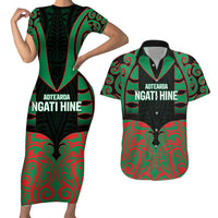 Custom Aotearoa Ngati Hine Couples Matching Short Sleeve Bodycon Dress and Hawaiian Shirt Maori Pattern New Zealand - Polynesian Pride