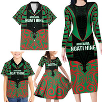 Custom Aotearoa Ngati Hine Family Matching Long Sleeve Bodycon Dress and Hawaiian Shirt Maori Pattern New Zealand - Polynesian Pride