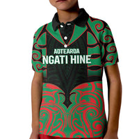 Custom Aotearoa Ngati Hine Kid Polo Shirt Maori Pattern New Zealand - Polynesian Pride