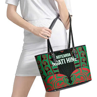 Aotearoa Ngati Hine Leather Tote Bag Maori Pattern New Zealand - Polynesian Pride