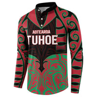 Custom Aotearoa Tuhoe Button Sweatshirt Maori Pattern New Zealand - Polynesian Pride