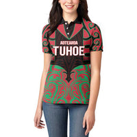 Custom Aotearoa Tuhoe Women Polo Shirt Maori Pattern New Zealand - Polynesian Pride