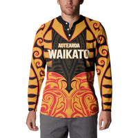 Custom Aotearoa Waikato Button Sweatshirt Maori Pattern New Zealand - Polynesian Pride