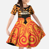 Custom Aotearoa Waikato Family Matching Off The Shoulder Long Sleeve Dress and Hawaiian Shirt Maori Pattern New Zealand - Polynesian Pride