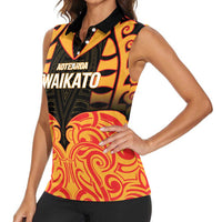 Custom Aotearoa Waikato Women Sleeveless Polo Shirt Maori Pattern New Zealand - Polynesian Pride