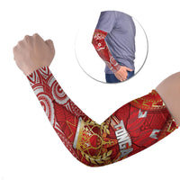 Tonga King's Birthday Arm Sleeves Gold Royal Crown Tribal Patterns