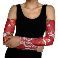 Tonga King's Birthday Arm Sleeves Gold Royal Crown Tribal Patterns