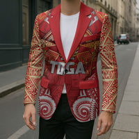Tonga King's Birthday Blazer Gold Royal Crown Tribal Patterns