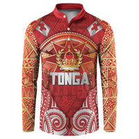 Tonga King's Birthday Button Sweatshirt Gold Royal Crown Tribal Patterns