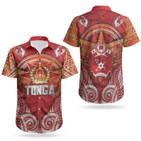Tonga King's Birthday Couples Matching Long Sleeve Bodycon Dress and Hawaiian Shirt Gold Royal Crown Tribal Patterns DT05 - Polynesian Pride