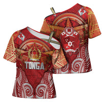 Tonga King's Birthday Cross Shoulder Shirt Gold Royal Crown Tribal Patterns