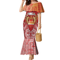Tonga King's Birthday Family Matching Mermaid Dress and Hawaiian Shirt Gold Royal Crown Tribal Patterns