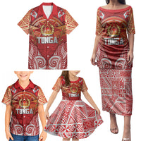 Tonga King's Birthday Family Matching Puletasi and Hawaiian Shirt Gold Royal Crown Tribal Patterns DT05 - Polynesian Pride