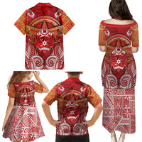 Tonga King's Birthday Family Matching Puletasi and Hawaiian Shirt Gold Royal Crown Tribal Patterns