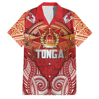 Tonga King's Birthday Family Matching Tank Maxi Dress and Hawaiian Shirt Gold Royal Crown Tribal Patterns